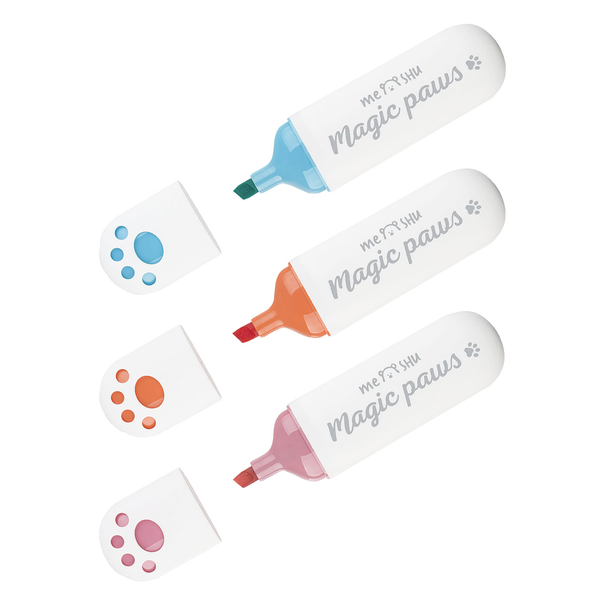 Set marker text  6 culori 65931 MESHU Cute Paws, pastel, varf 1-5mm