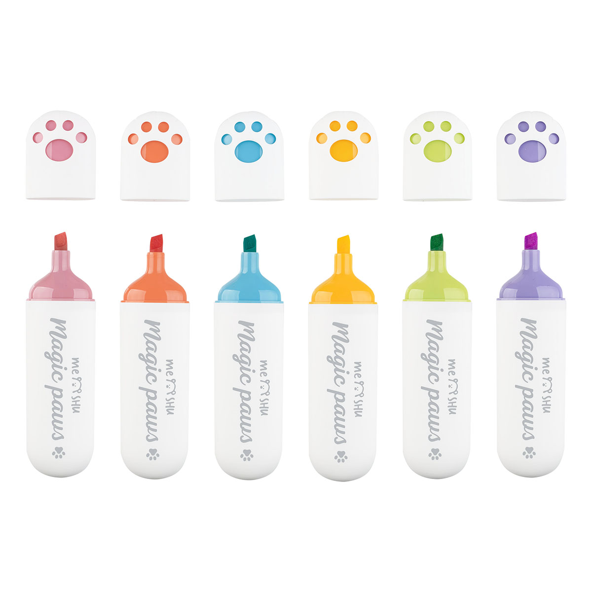 Set marker text  6 culori 65931 MESHU Cute Paws, pastel, varf 1-5mm
