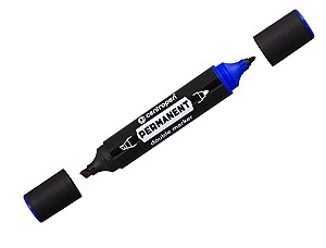 Marker permanent Centropen 1666, 1,1-4 mm, 2 parti, albastru