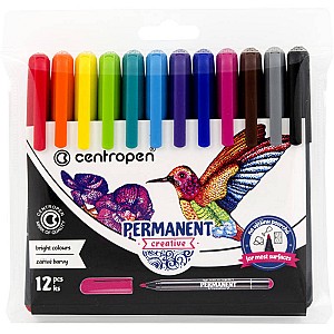 Set markere permanent Centropen 2896, 2 mm, 12 culori