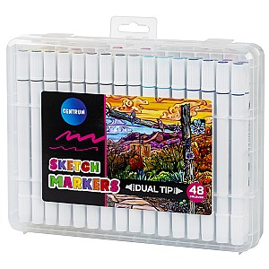 Set de markere pentru sketching Centrum 89707, 1,4-5 mm, 2 parti, 48 culori