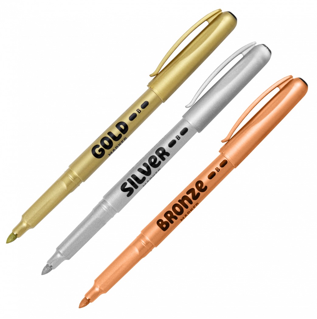 Set markere permanente  3 cul. Centropen 2690, 1.5-3m, auriu, argintiu, bronz