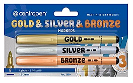 Set markere permanente  3 cul. Centropen 2690, 1.5-3m, auriu, argintiu, bronz