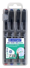 Set markere permanent CD/DVD  4 cul. Centropen 4606 1 mm.