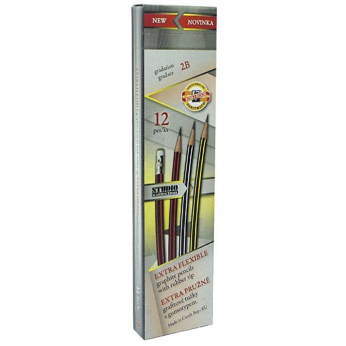 Creion simplu Koh-I-Noor 1397, 2B, hexagonal, cu radiera