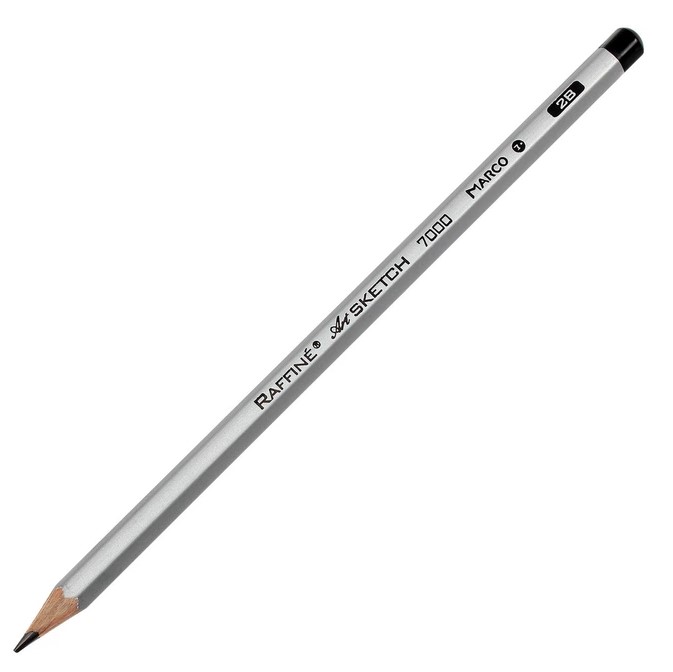 Creion grafit MARCO Raffine Art 7000 2B hexagonale, argintiu