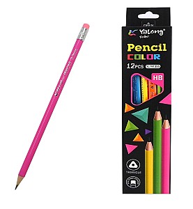 Creion simplu Yalong 191355 YL HB, triunghiular, cu radiera