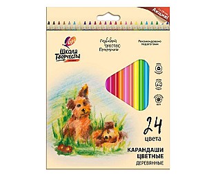 Creioane colorate LUCI 24 culori Scoala creatiei, triunghiulare