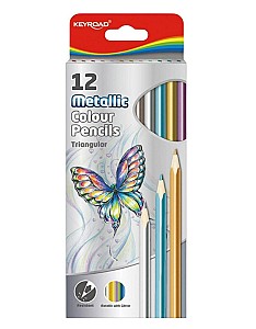 Creioane colorate KEYROAD KR971756 METALLIC, triunghiulare, 12 culori