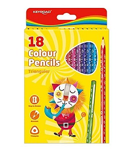 Creioane colorate KEYROAD KR971275, triunghiulare, 18 culori