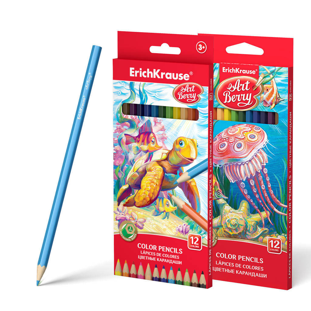 Карандаши цветные ErichKrause ArtBerry 32878, шестигранные,12 цветов