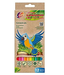 Карандаши цветные ЛУЧ 12 цветов ZOO, шестигранные