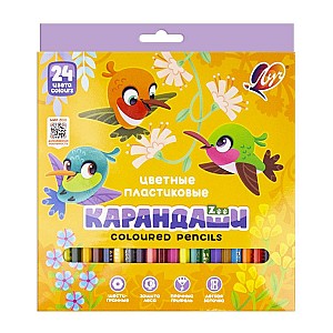 Creioane colorate LUCI 24 culori ZOO, hexagonale