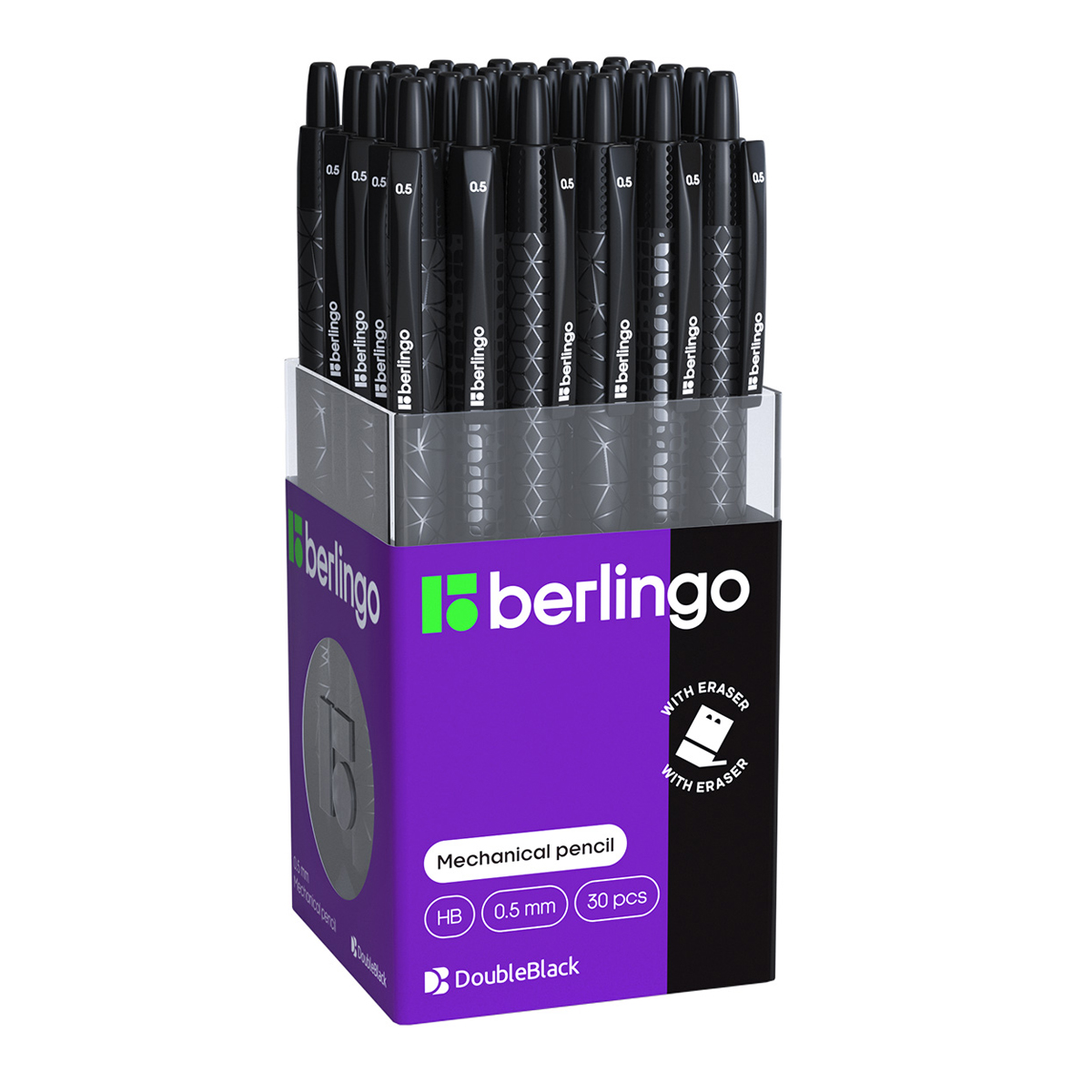 Creion mecanic cu radiera 0.5 mm Berlingo Doubleblack BSk12130 negru