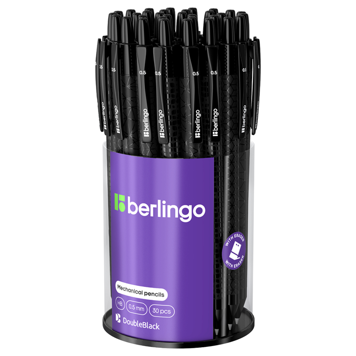 Creion mecanic cu radiera 0.5 mm Berlingo Doubleblack BSk12130 negru