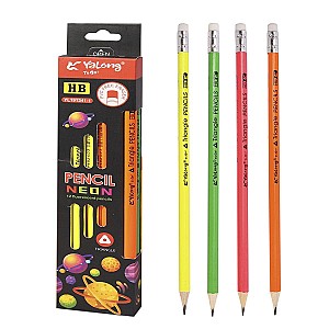 Creion simplu Yalong 191341-1 YL, HB, triunghiular, cu radiera