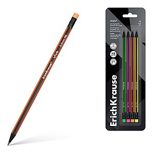 Set creioane simple ErichKrause 45624 Vivo HB, triunghiulare, 4 bucati