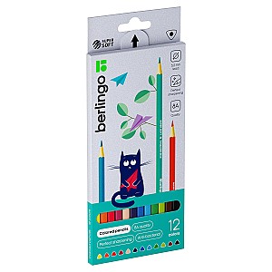Creioane colorate Berlingo 12 culori SS00512 SuperSoft Motan, hexagonale