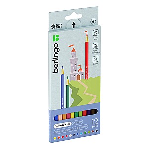 Creioane colorate Berlingo 12 culori SS00112 SuperSoft Castel, hexagonale