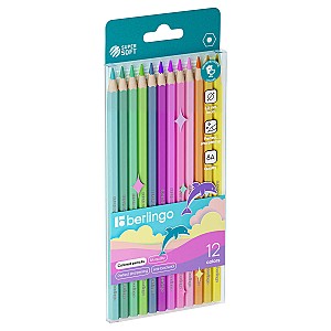 Creioane colorate Berlingo 12 culori SSP0112 SuperSoft Pastel, hexagonale