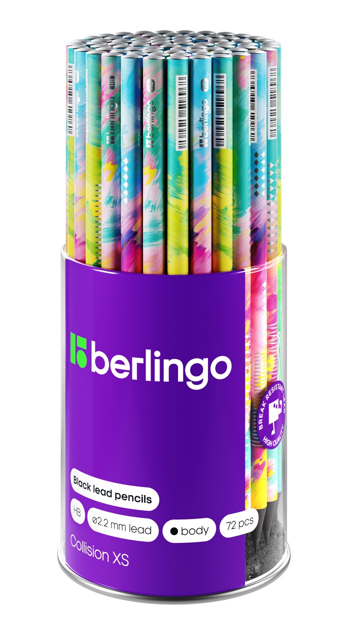 Creion grafit Berlingo Collision XS BP00S19 HB rotund, lemn negru, asortat