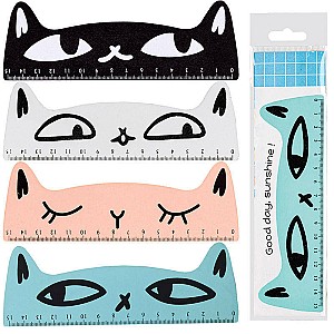 Rigla lemn Cat 89614, 15 cm, asortat