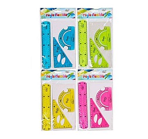 Set geometric flexibil 2028, rigla 20cm+echer+raportor