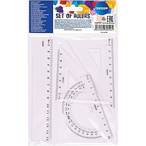 Набор геометрический 80949, линейка+2 треугольника+транспортир