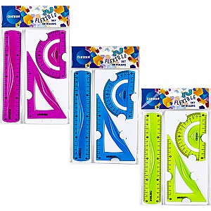 Set geometric flexibil 86917, rigla 20cm+echer+raportor