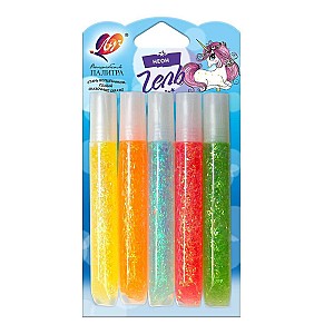 Gel cu sclipici Luci fluorescent 5 culori x 10 ml