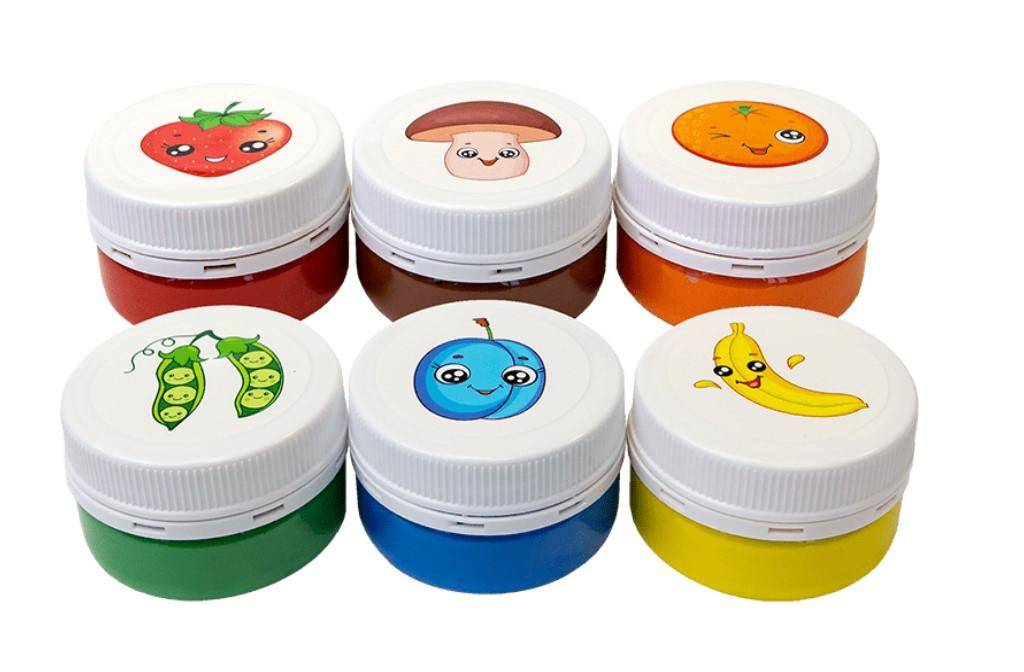 Краски пальчиковые c блестками ЛУЧ 6 цветов, 60 мл., с раскрасками