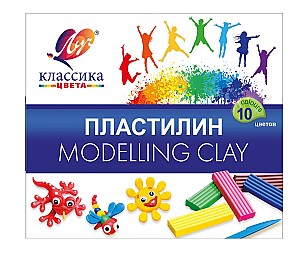 Plastilina Klassika, 200 gr., 10 culori, cutit