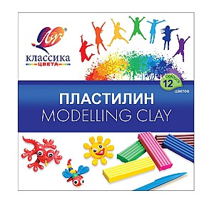Plastilina Klassika, 240 gr., 12 culori, cutit
