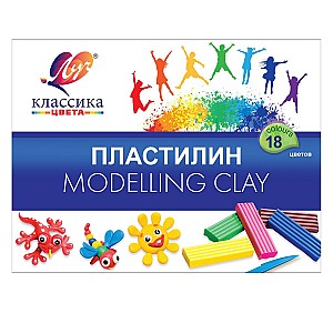 Plastilina Klassika, 360 gr., 18 culori, cutit