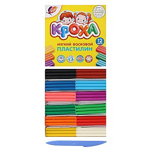 Plastilina 180 gr., 12 culori, moale, cutit