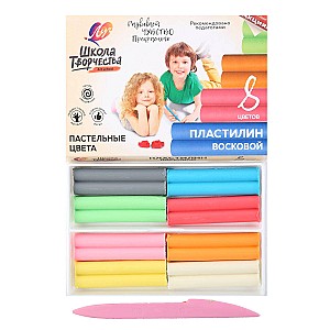 Plastilina Scola tvorcestva, 120 gr., 8 culori, cutit