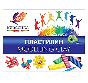Plastilina Klassika, 800 gr., 40 culori, cutit