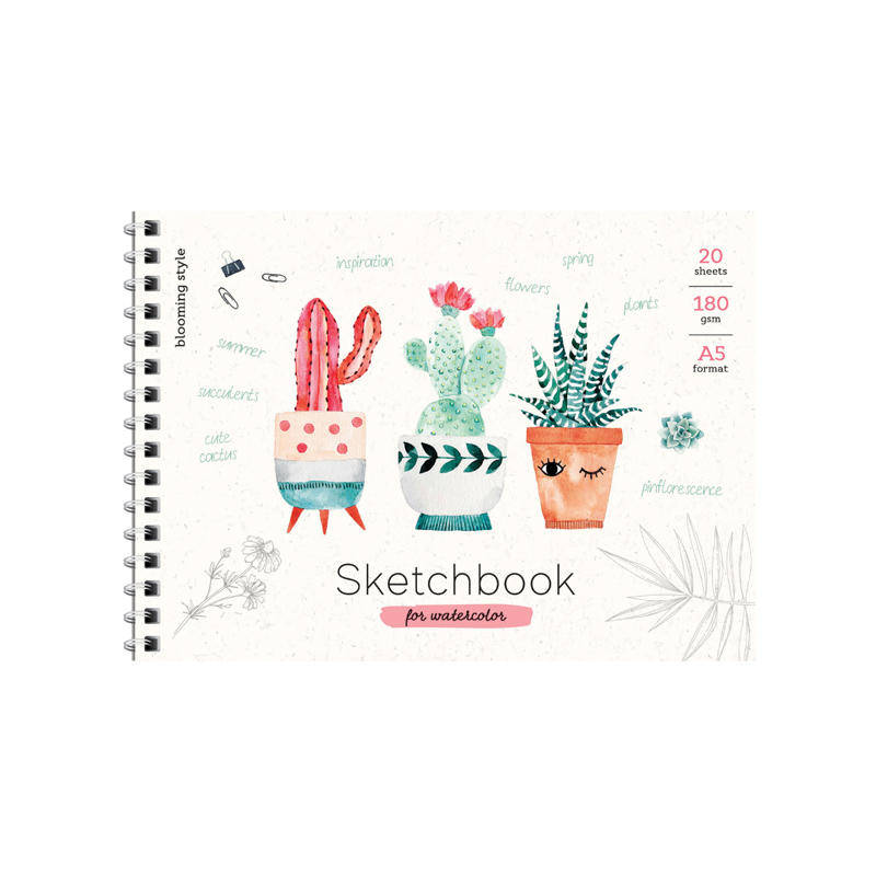 Скетчбук для акварели А5 20 листов 28235 на спирали 180гр