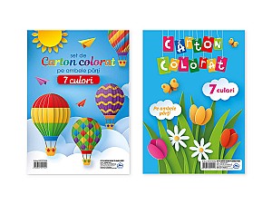 Set carton colorat, 7 culori, 2 parti