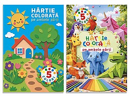 Set de hartie colorata fata-verso A4  5 cul.