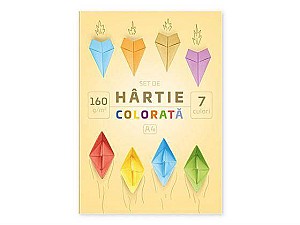 Set hartie colorata IQ, A4, 160gr, 7 culori