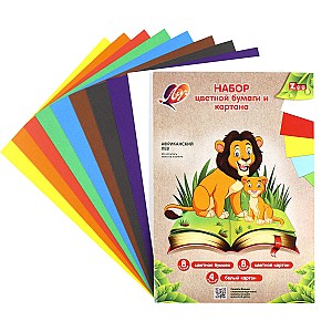 Set hartie si carton colorat ZOO, Leu, A4, 70gr./220 gr., 20 foi