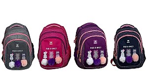 Ghiozdan Miqiney ST04655 / 72311, 3 compartimente, 4 culori