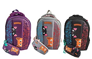 Ghiozdan cu penar Miqiney ST04800 / 52875, 2 compartimente, 3 culori