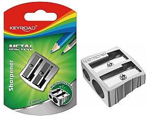 Точилка KEYROAD KR971683, с двумя лезвиями, серебро