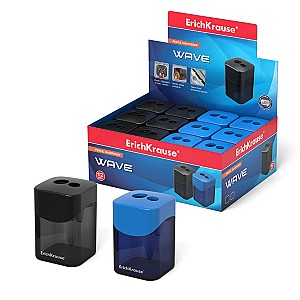 Ascutitoare ErichKrause Wave Classic 21835, plastic, dubla, cu container, asortata