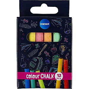 Creta pentru tabla Centrum 80371, colorata, rotunda, 12 bucati