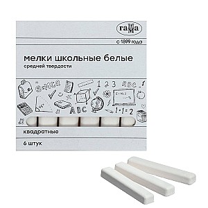Creta pentru tabla Gamma, alba, patrata, 6 bucati