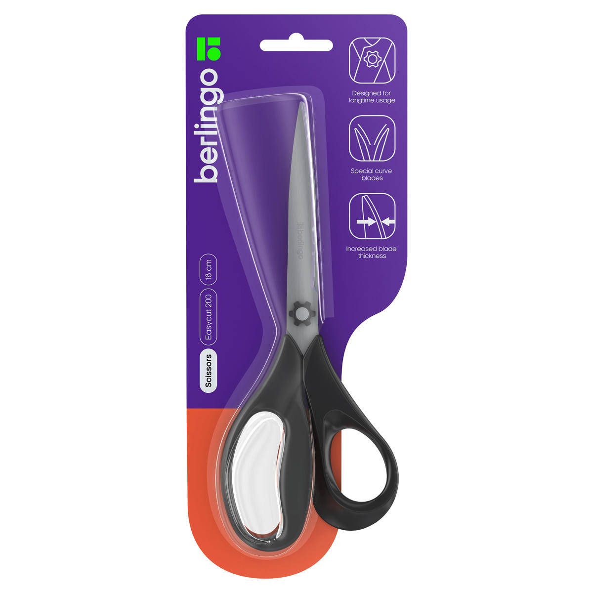 Ножницы  18 см. BERLINGO Easycut 200 DNN18045, эргоном. ручки