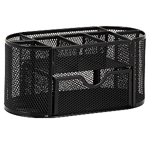 Подставка для канцелярских принадлежностей Q-CONNECT KF18472, металлическая, 8 отделения, сетчетая, черная